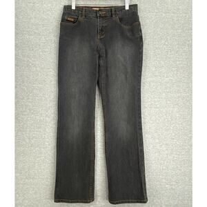 Eddie Bauer Jeans Womens 6 Black Bootcut Slightly Curvy Mid Rise Denim Stretch